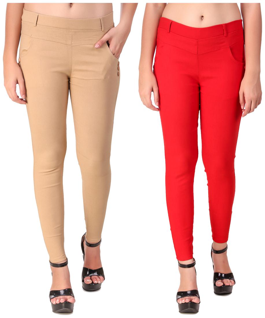

Krishty Trading Women Beige Red Skinny fit Jegging