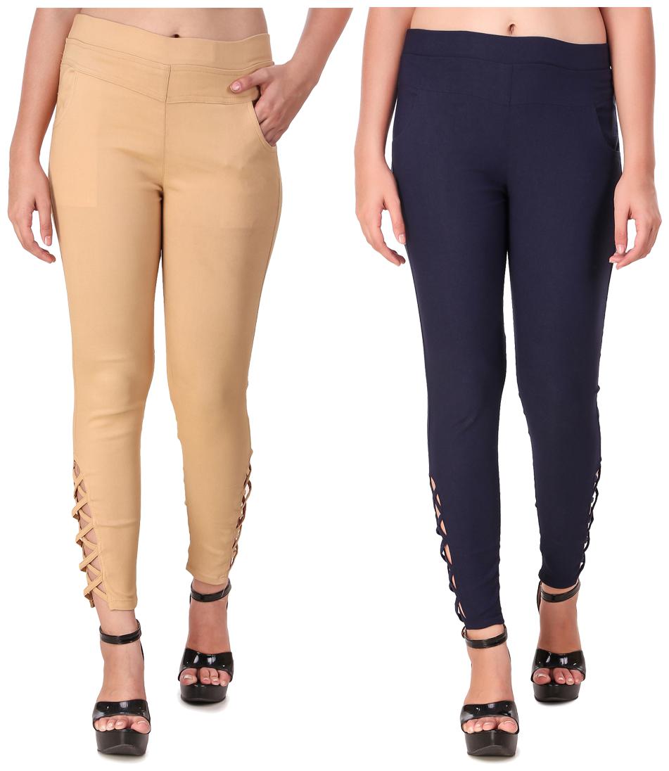 

Krishty Trading Women Beige Blue Skinny fit Jegging