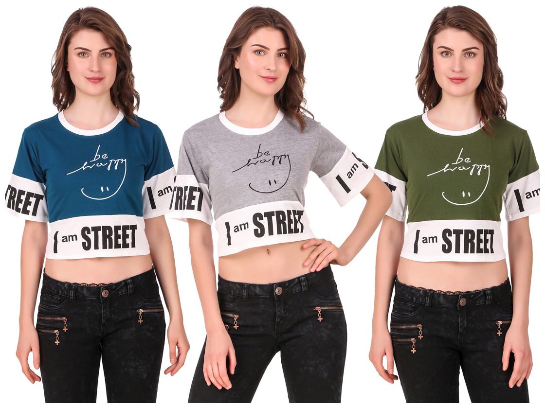 

Krishty Trading Women Printed Crop top - Multi