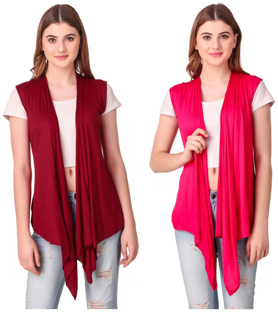 

Krishty Trading Women Shrug - Maroon Pink
