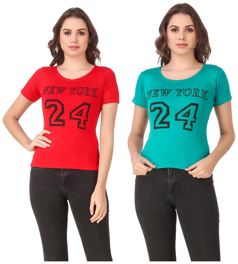

Krishty Trading Lycra Printed Red Turquoise Color T-Shirt