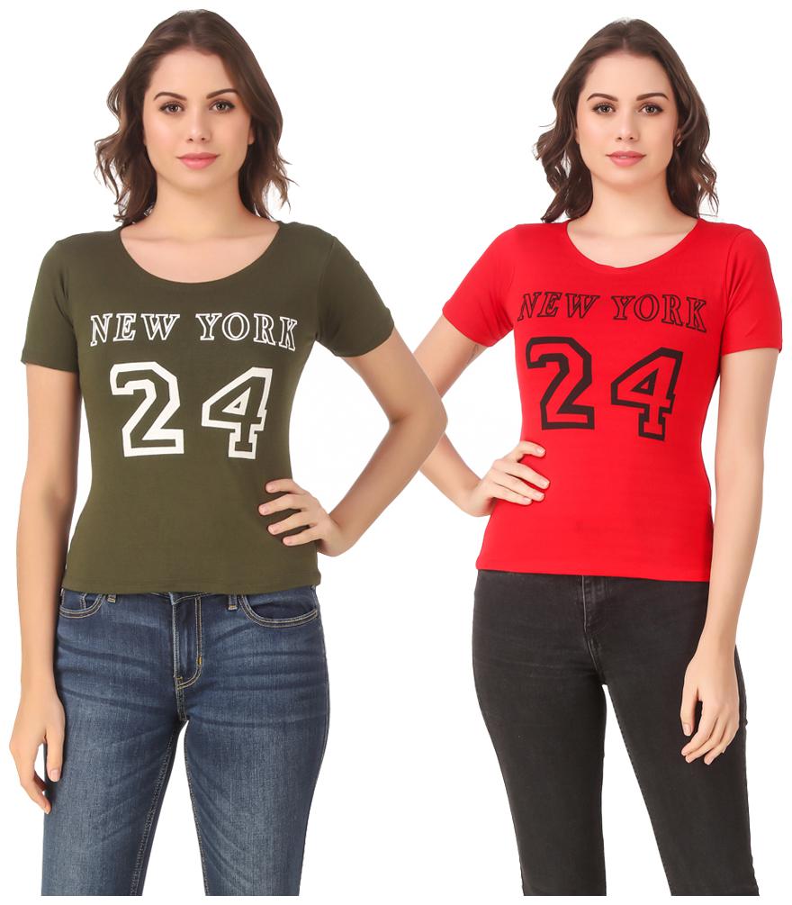 

Krishty Trading Lycra Printed Green Red Color T-Shirt