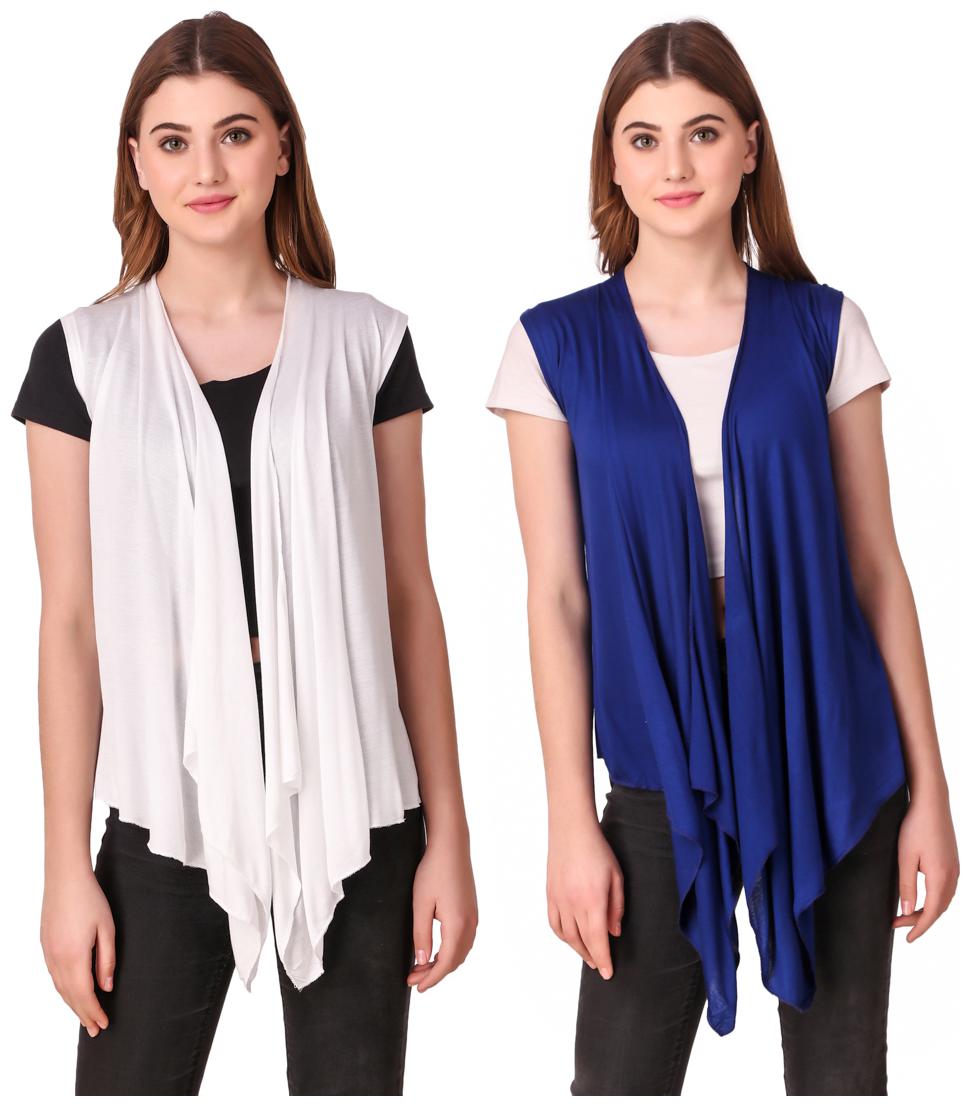 

Krishty Trading Women Shrug - White Blue