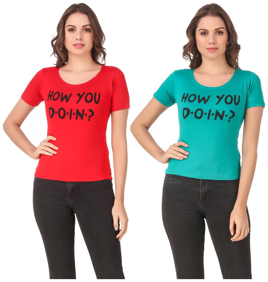 

Krishty Trading Lycra Printed Red Turquoise Color T-Shirt