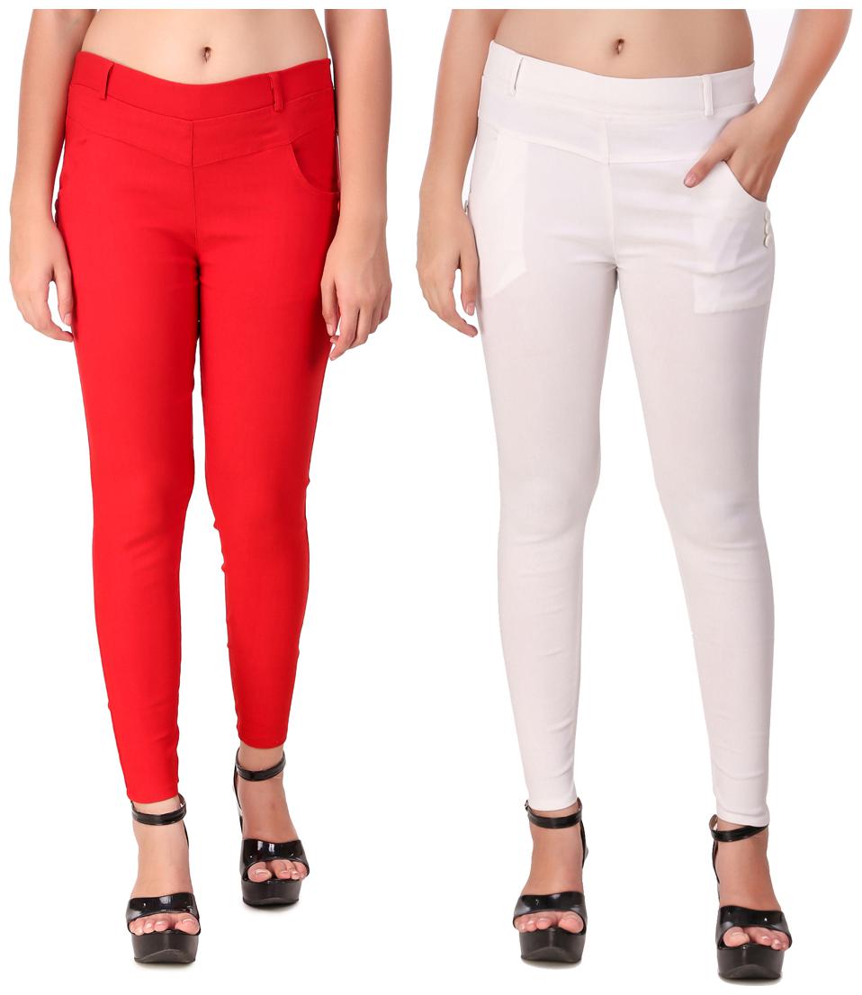 

Krishty Trading Women Red White Skinny fit Jegging