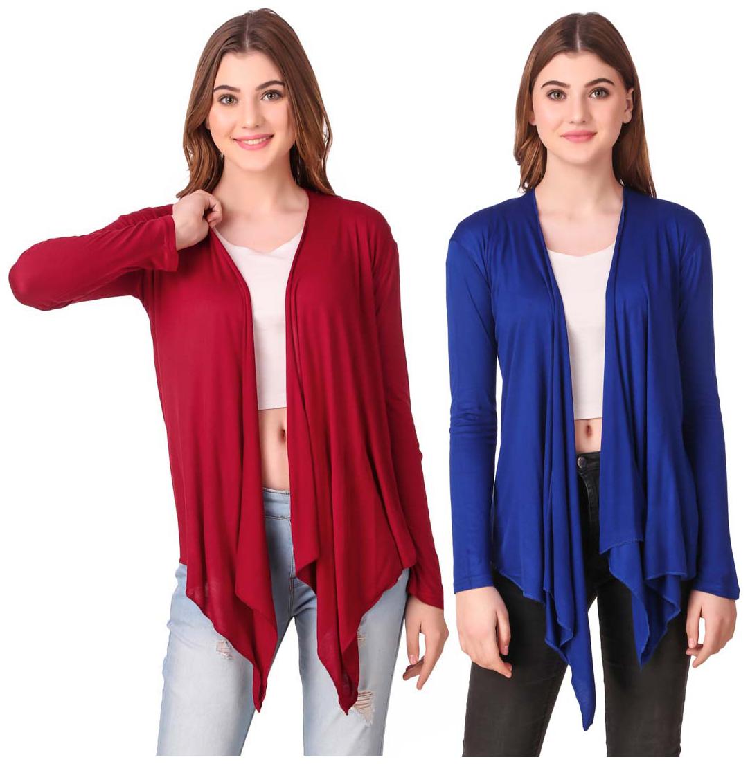 

Krishty Trading Women Shrug - Maroon Blue