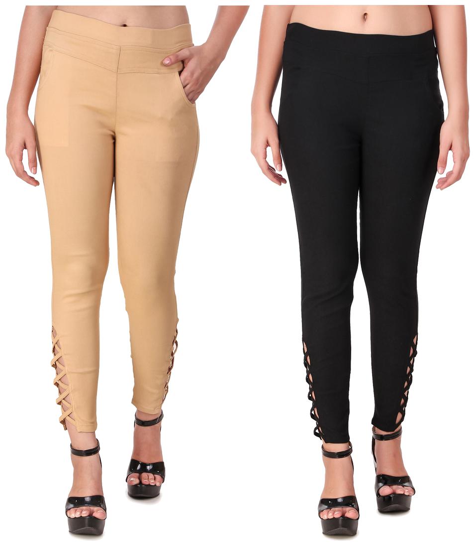 

Krishty Trading Women Beige Black Skinny fit Jegging