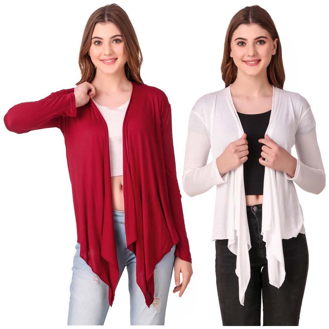 

Krishty Trading Women Shrug - Maroon White
