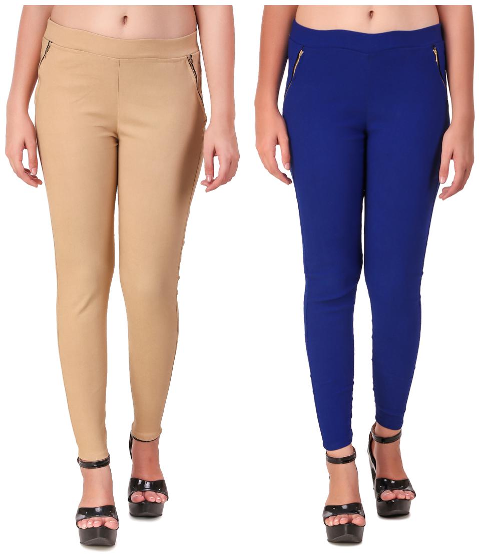 

Krishty Trading Women Beige Blue Skinny fit Jegging