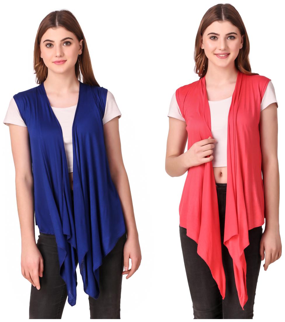 

Krishty Trading Casual Wear Shrug for women Blue Peach