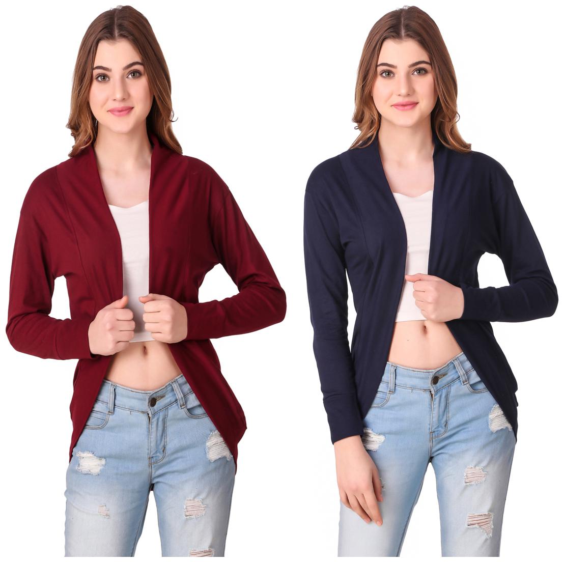 

Krishty Trading Casual Wear Shrug for women Maroon Navy Blue