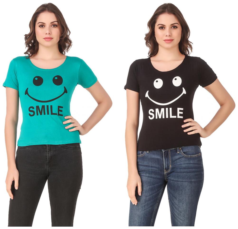 

Krishty Trading Lycra Printed Turquoise Black Color T-Shirt