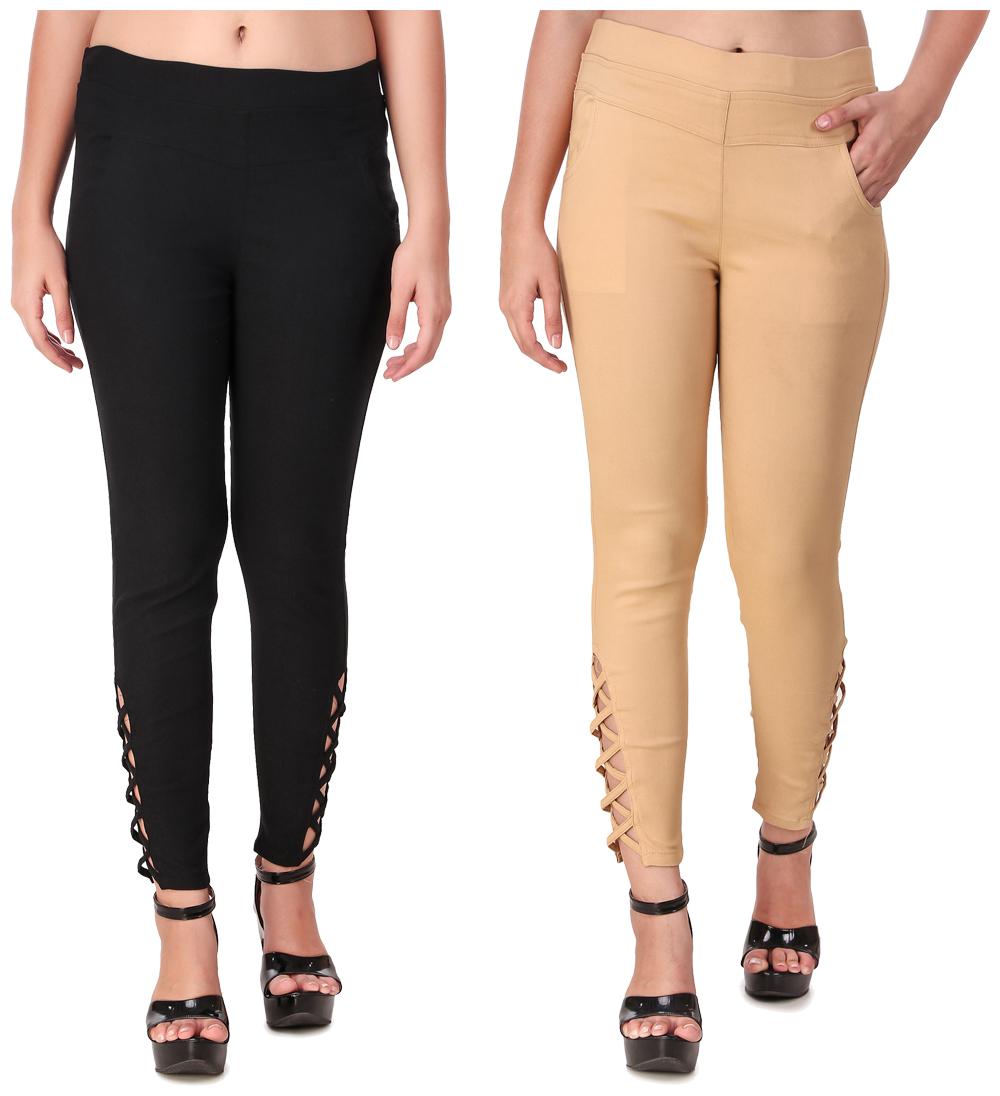 

Krishty Trading Women Black Beige Skinny fit Jegging