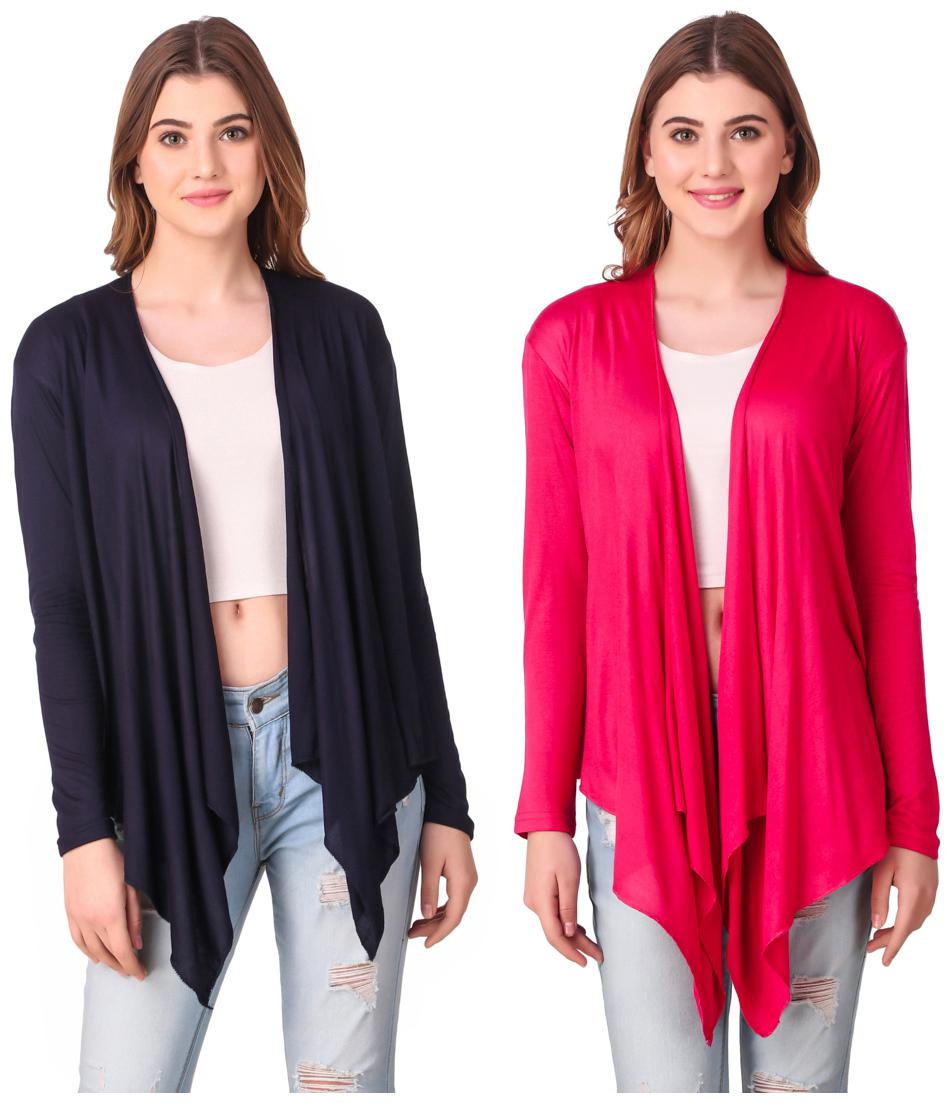 

Krishty Trading Casual Wear Shrug for women Navy Blue Pink