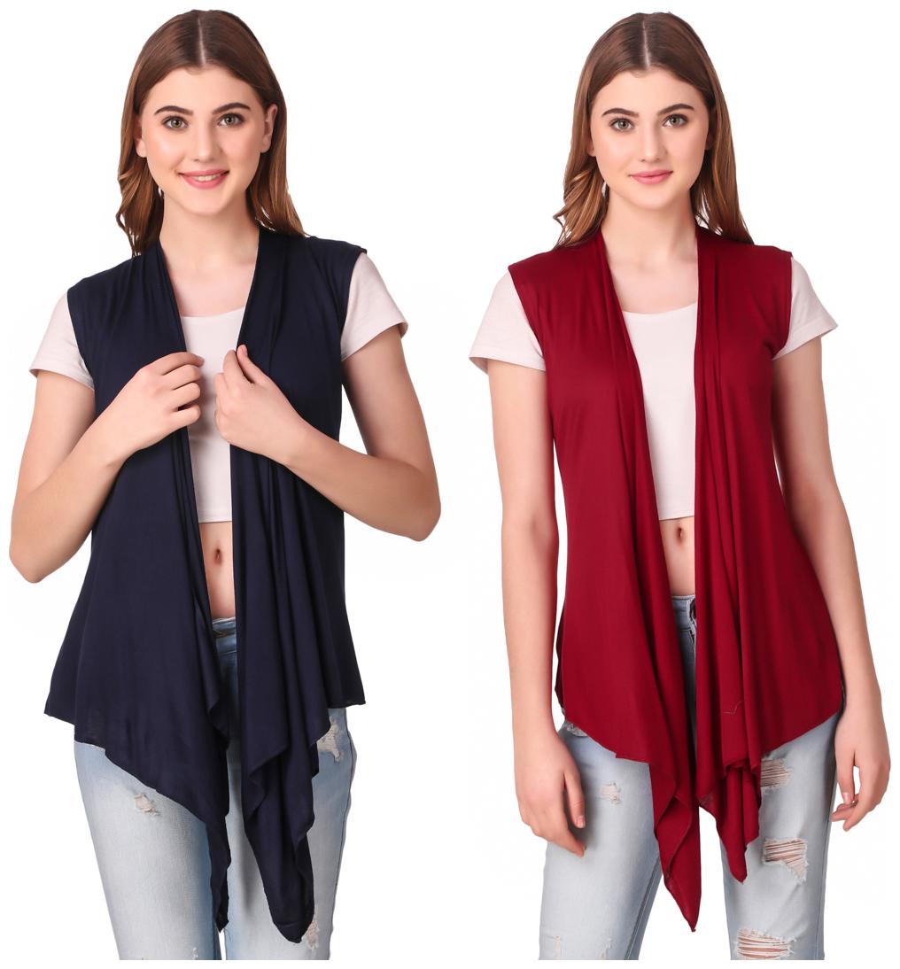 

Krishty Trading Casual Wear Shrug for women Navy Blue Maroon