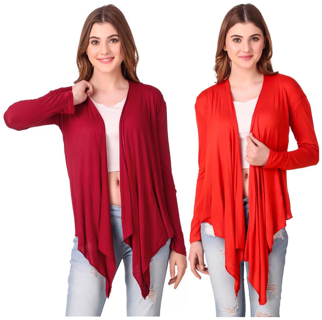 

Krishty Trading Women Shrug - Maroon Red