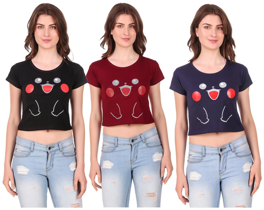 

Krishty Trading Women Printed Crop top - Multi