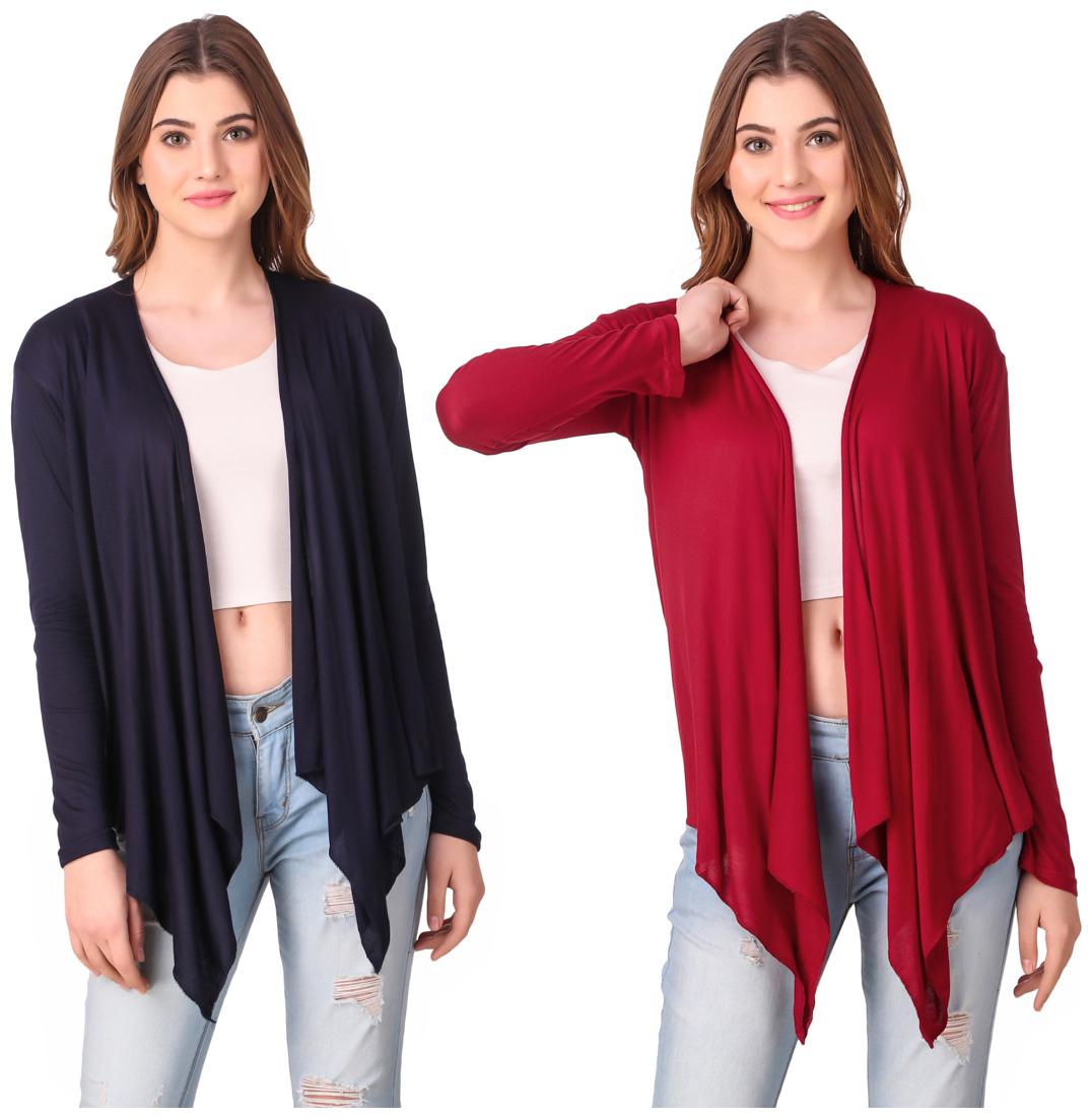 

Krishty Trading Casual Wear Shrug for women Navy Blue Maroon