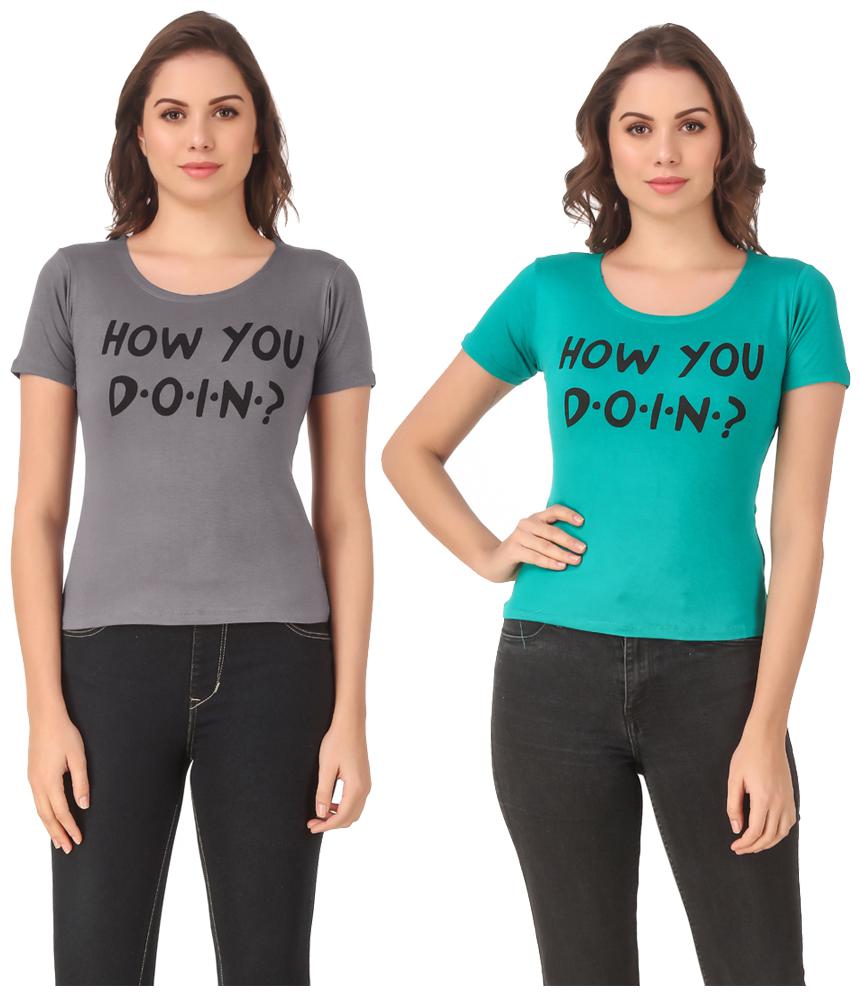 

Krishty Trading Lycra Printed Grey Turquoise Color T-Shirt
