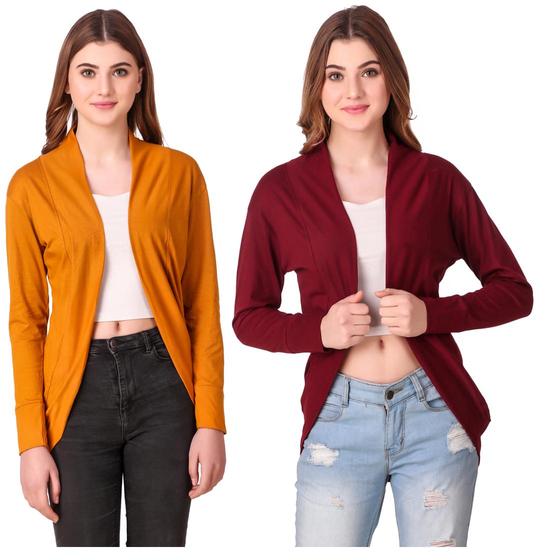 

Krishty Trading Women Shrug - Yellow Maroon