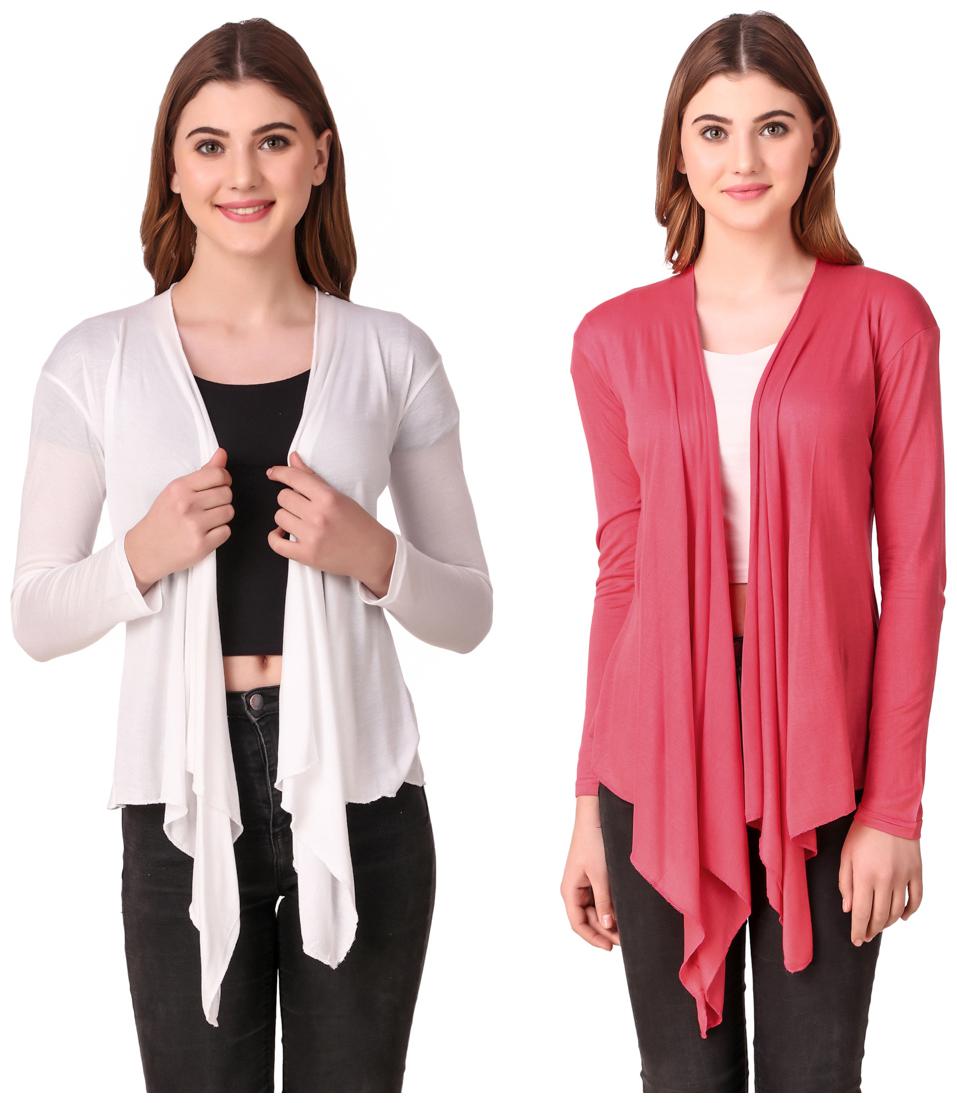 

Krishty Trading Casual Wear Shrug for women White Peach