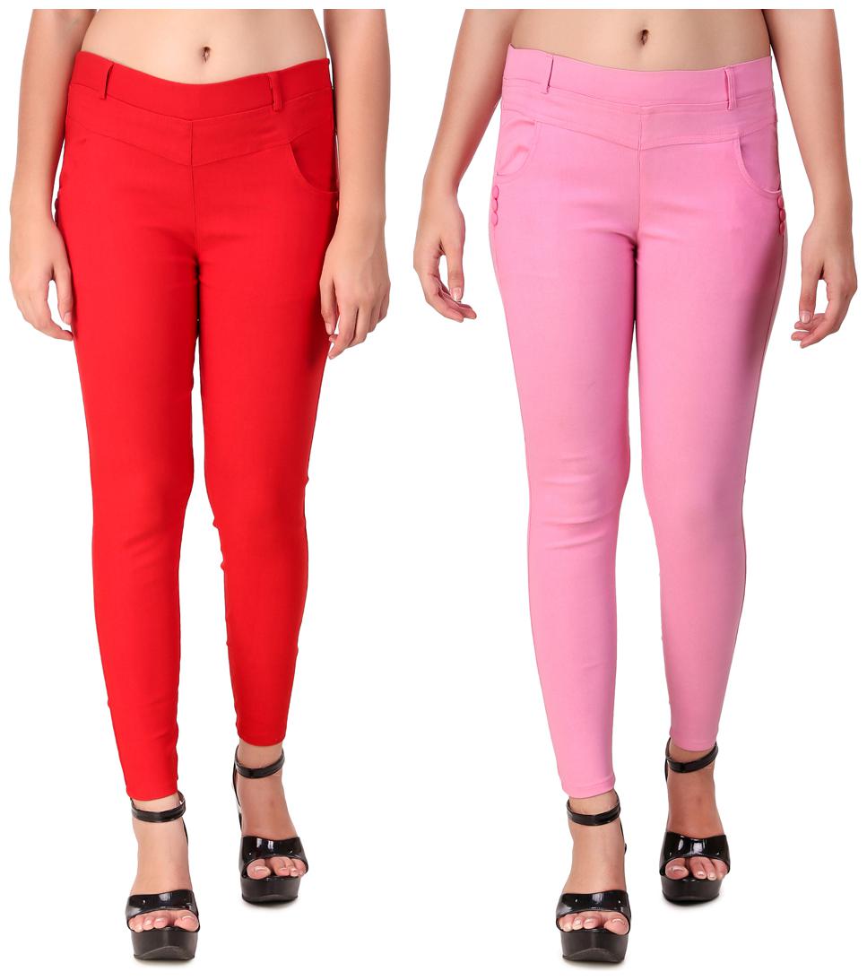 

Krishty Trading Women Red Pink Skinny fit Jegging