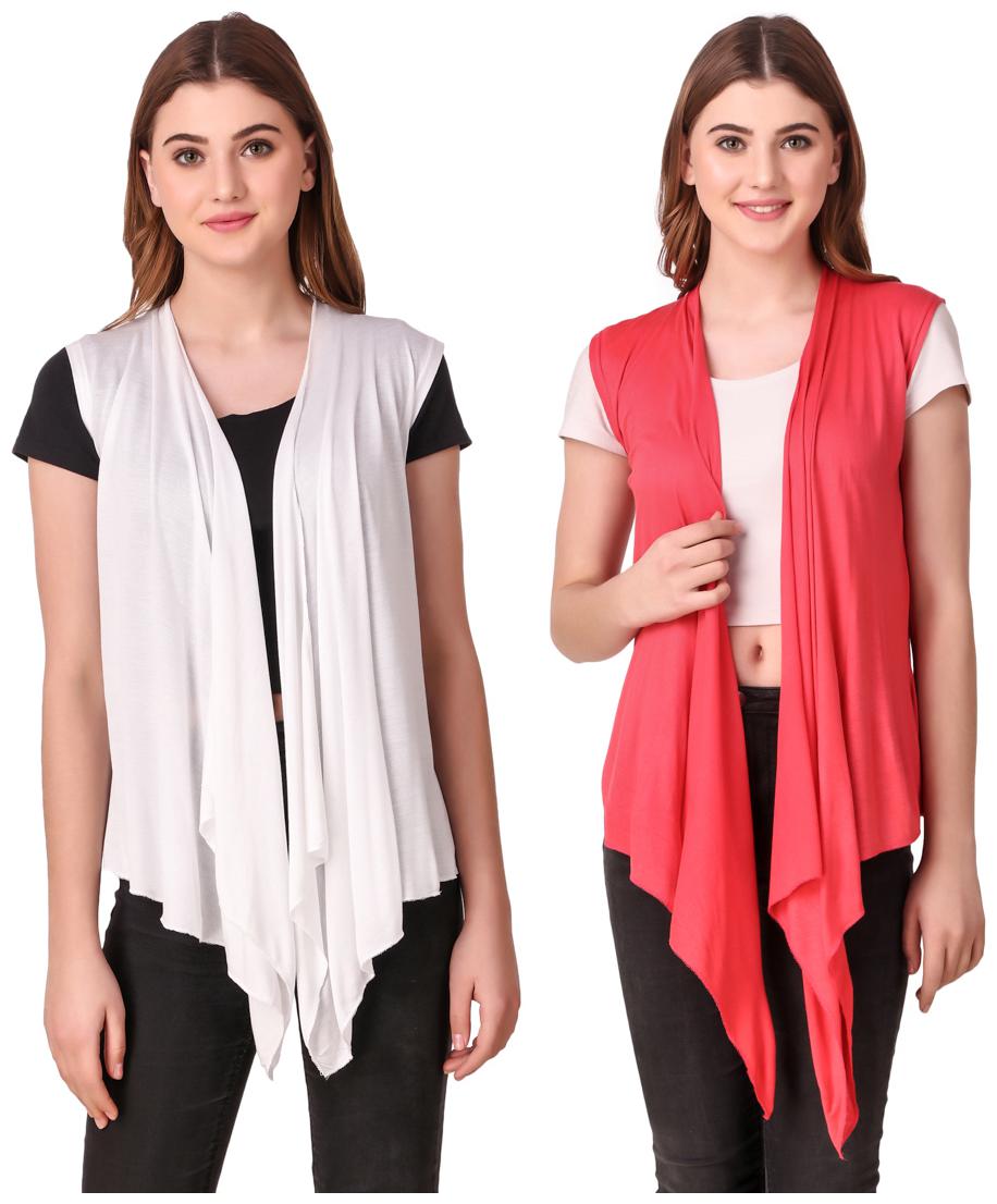 

Krishty Trading Casual Wear Shrug for women White Peach