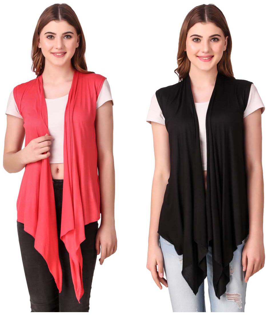 

Krishty Trading Casual Wear Shrug for women Peach Black