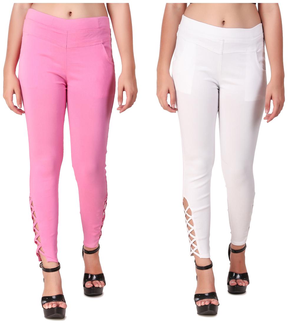 

Krishty Trading Women Pink White Skinny fit Jegging
