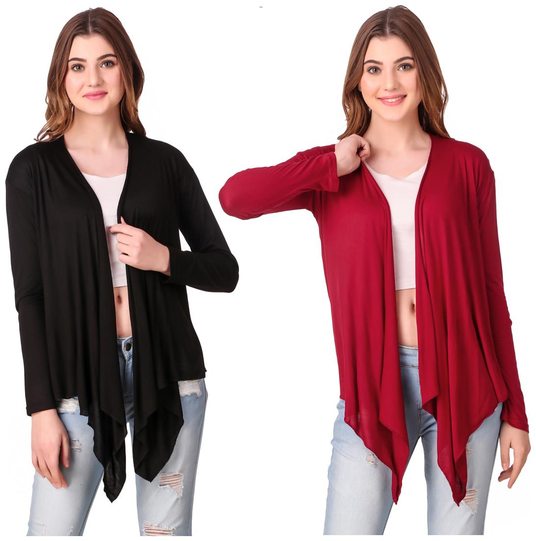

Krishty Trading Women Shrug - Black Maroon