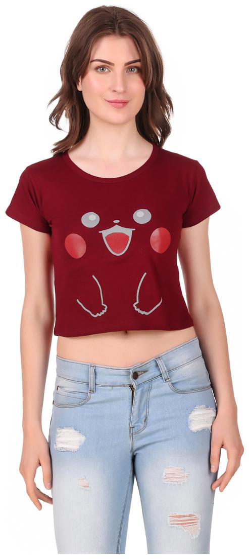 

Krishty Trading Women Printed Crop top - Maroon