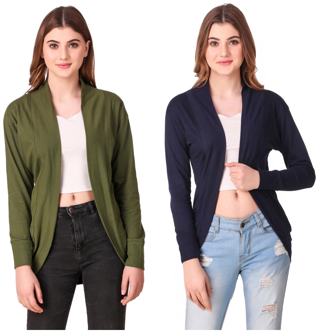 

Krishty Trading Casual Wear Shrug for women Green Navy Blue