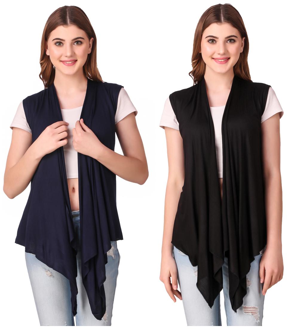 

Krishty Trading Casual Wear Shrug for women Navy Blue Black