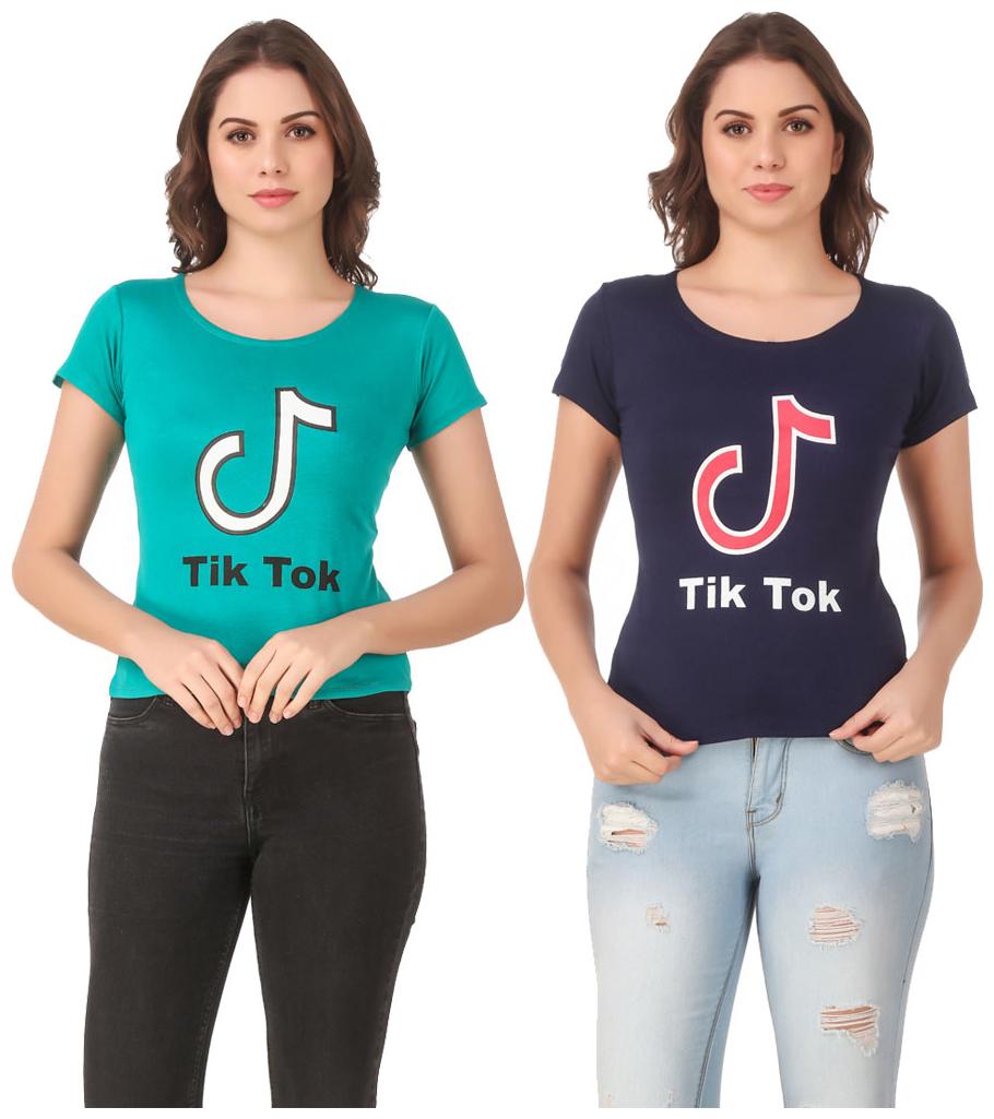

Krishty Trading Lycra Printed Turquoise Navy Color T-Shirt