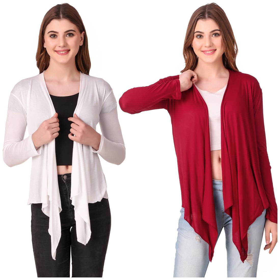 

Krishty Trading Women Shrug - White Maroon