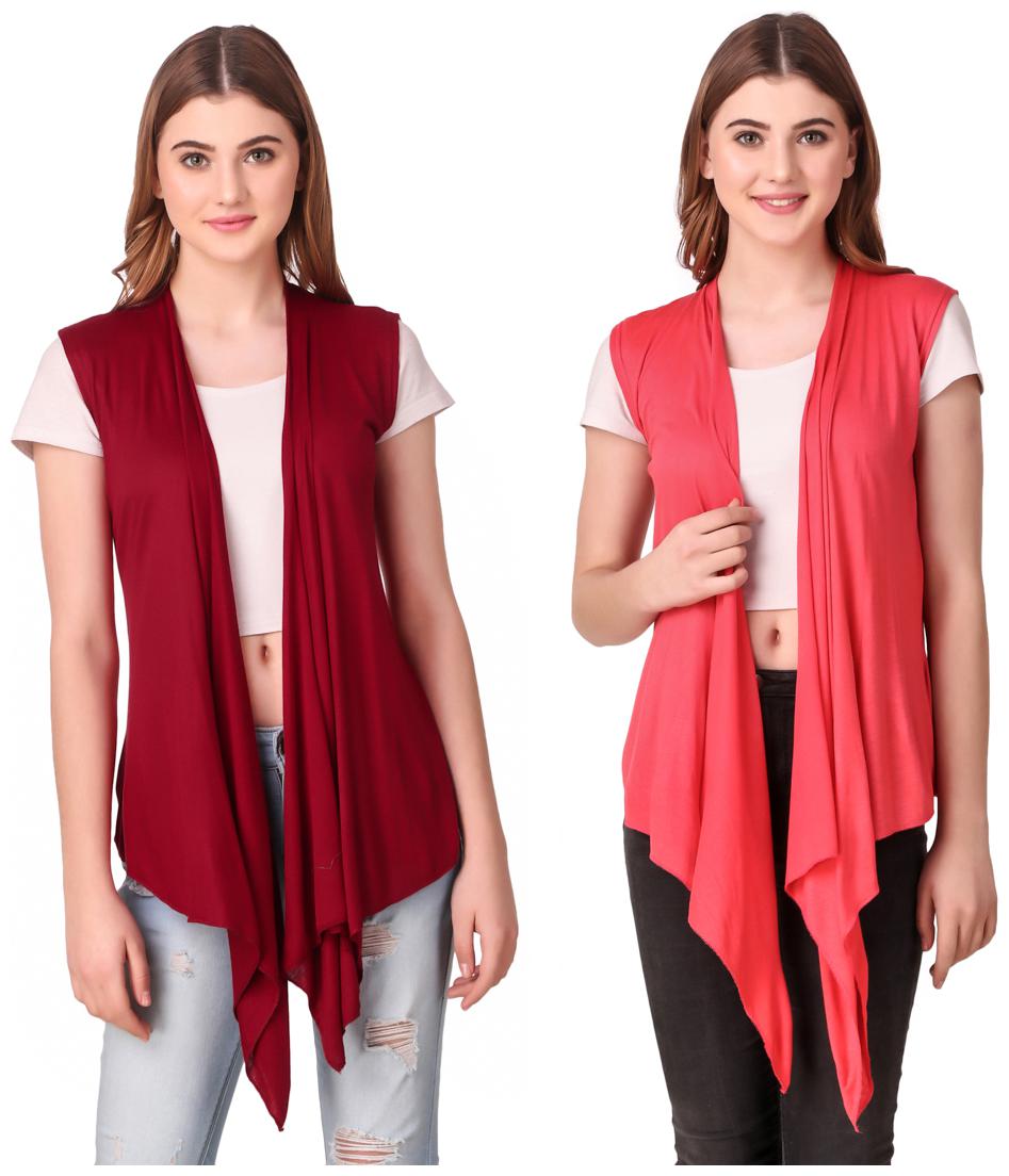 

Krishty Trading Casual Wear Shrug for women Maroon Peach
