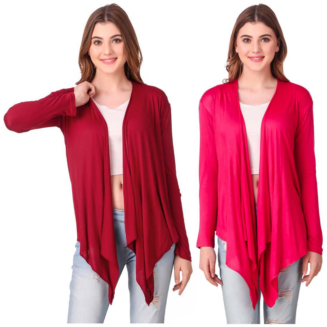 

Krishty Trading Women Shrug - Maroon Pink