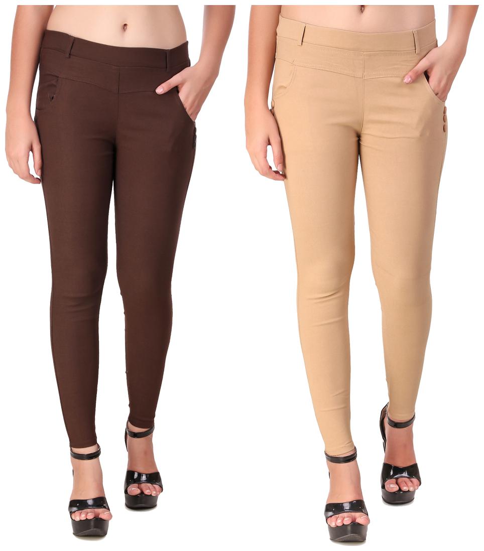 

Krishty Trading Women Brown Beige Skinny fit Jegging
