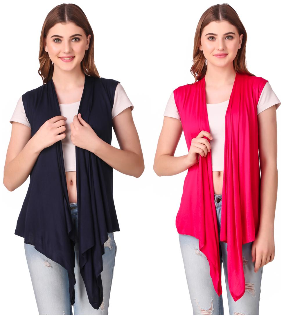 

Krishty Trading Casual Wear Shrug for women Navy Blue Pink