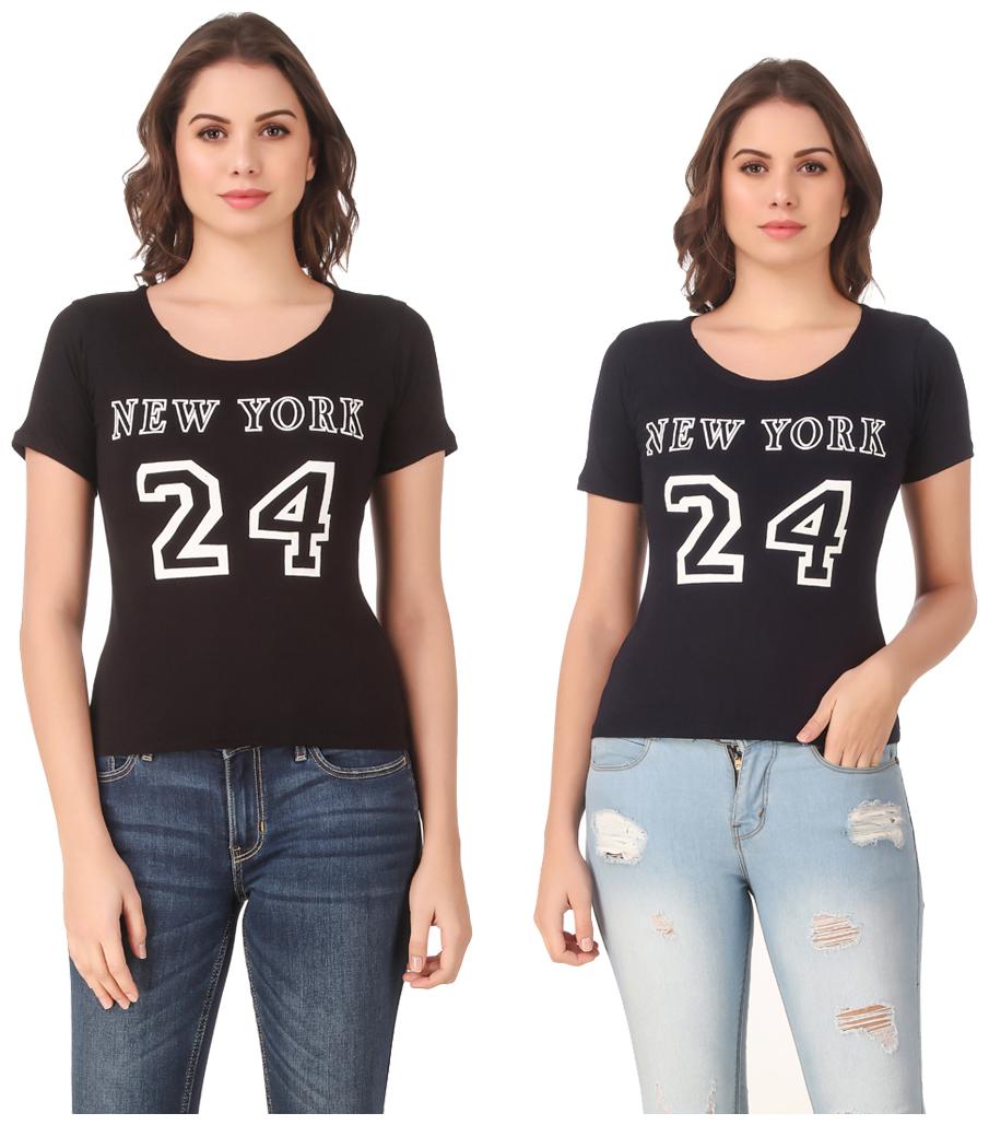 

Krishty Trading Lycra Printed Black Navy Color T-Shirt