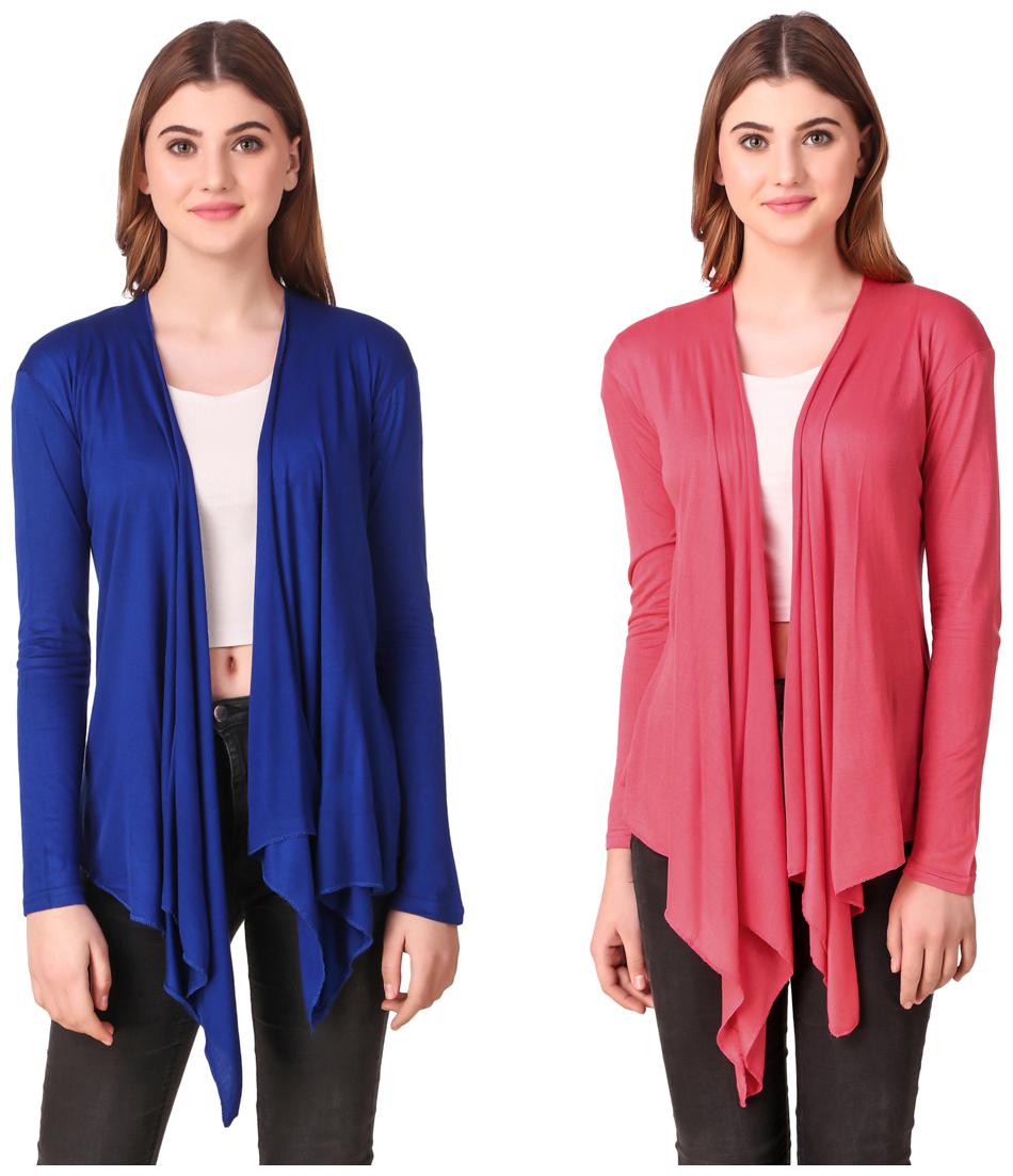 

Krishty Trading Casual Wear Shrug for women Blue Peach