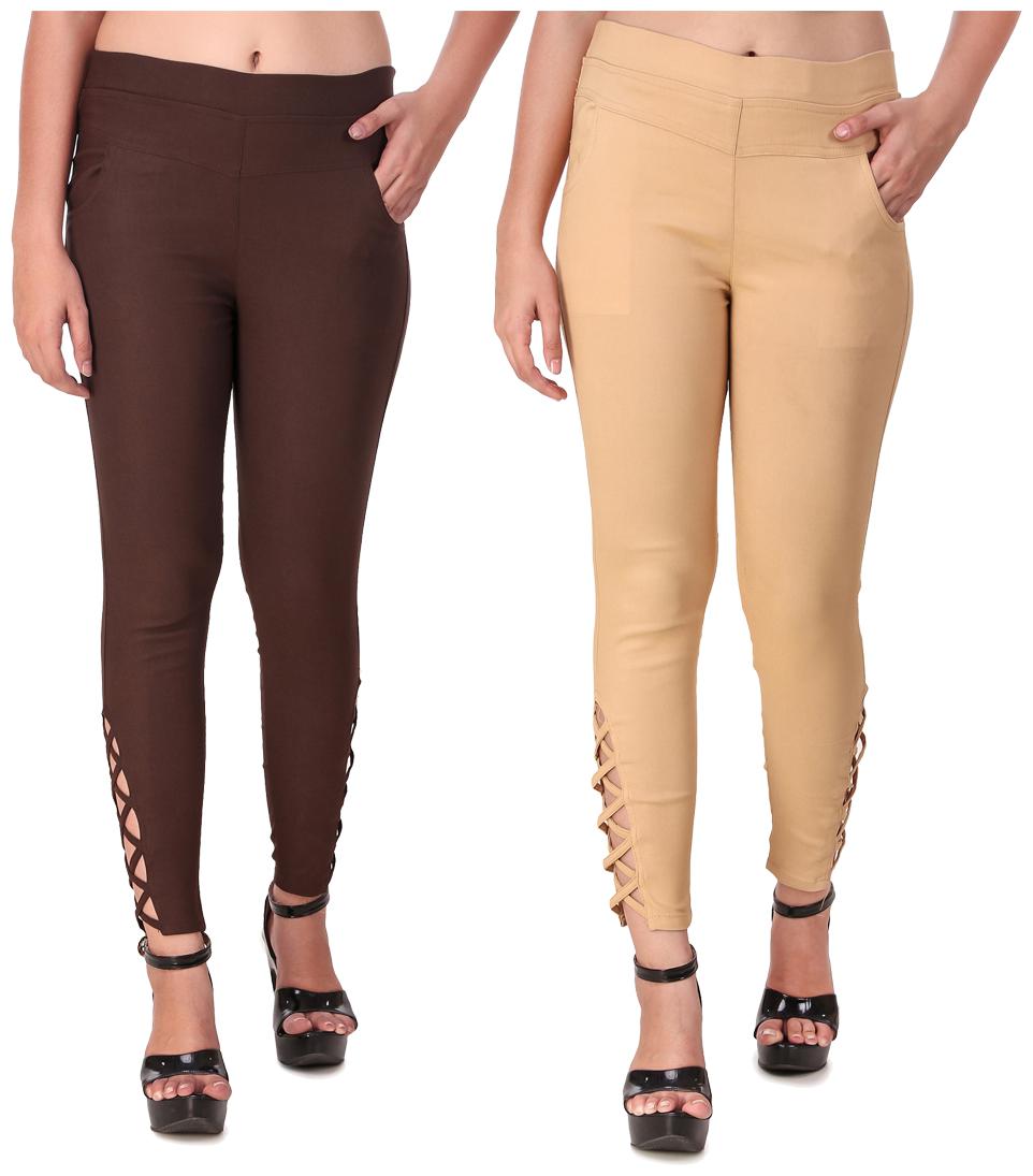 

Krishty Trading Women Brown Beige Skinny fit Jegging