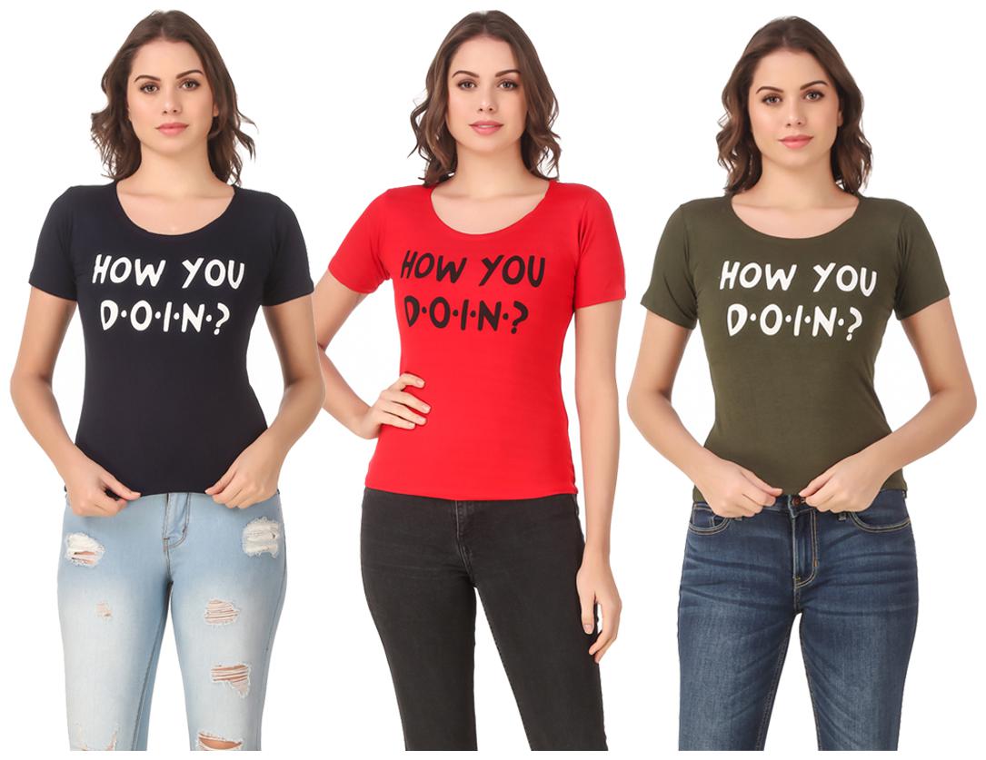

Krishty Trading Lycra Casual Regular T Shirt Multi