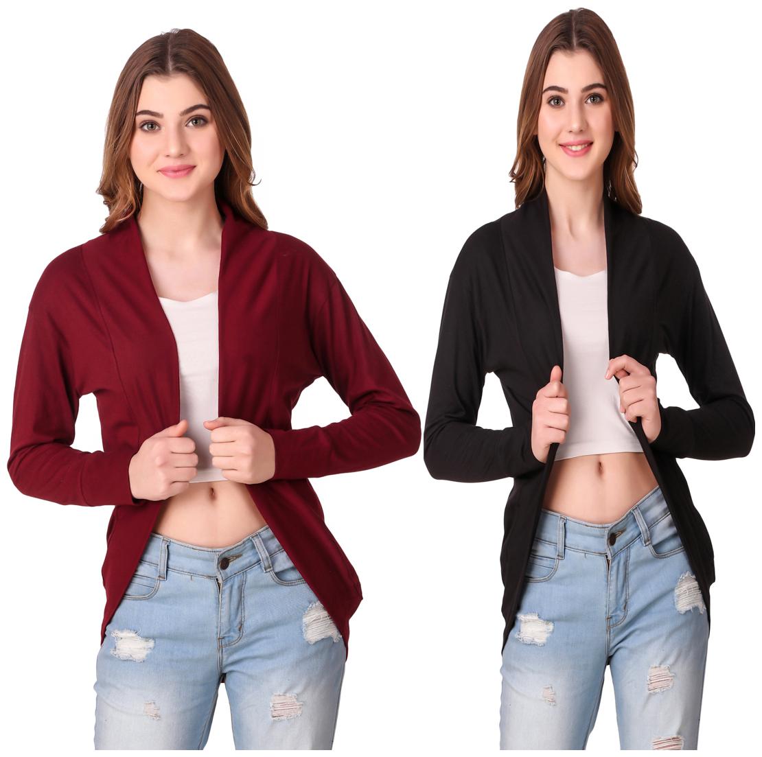 

Krishty Trading Women Shrug - Maroon Black