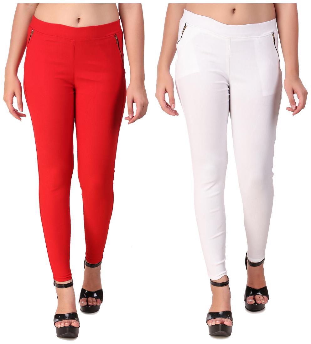 

Krishty Trading Women Red White Skinny fit Jegging