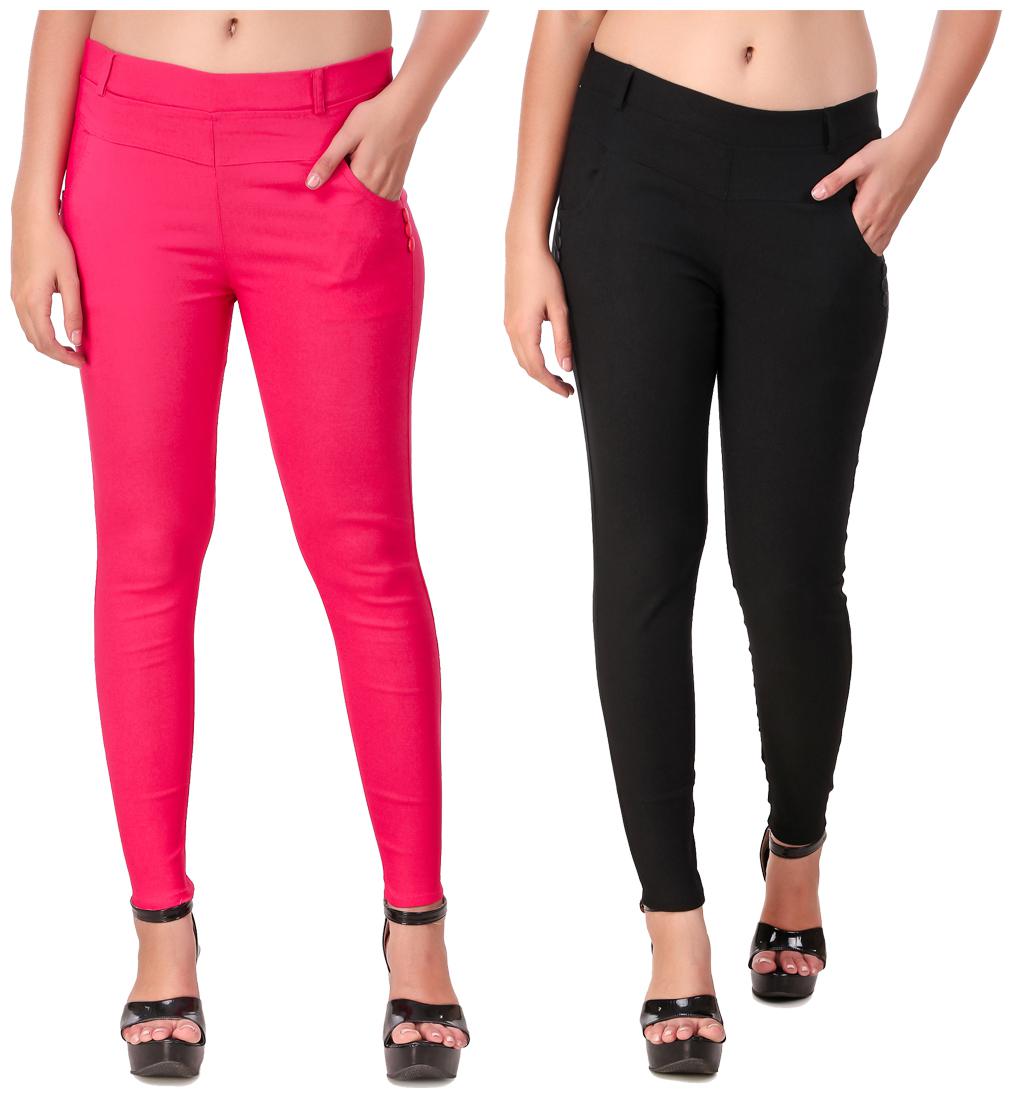 

Krishty Trading Women Pink Black Skinny fit Jegging