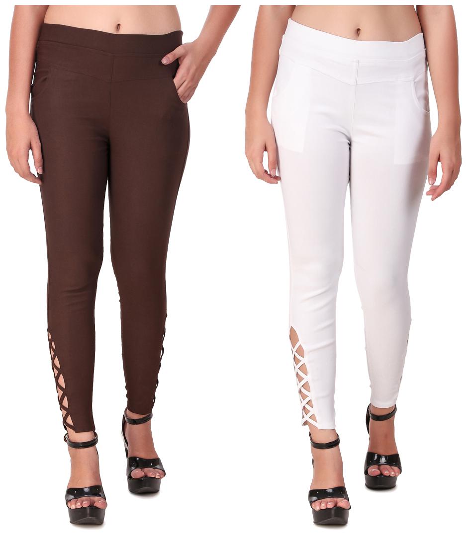 

Krishty Trading Women Brown White Skinny fit Jegging