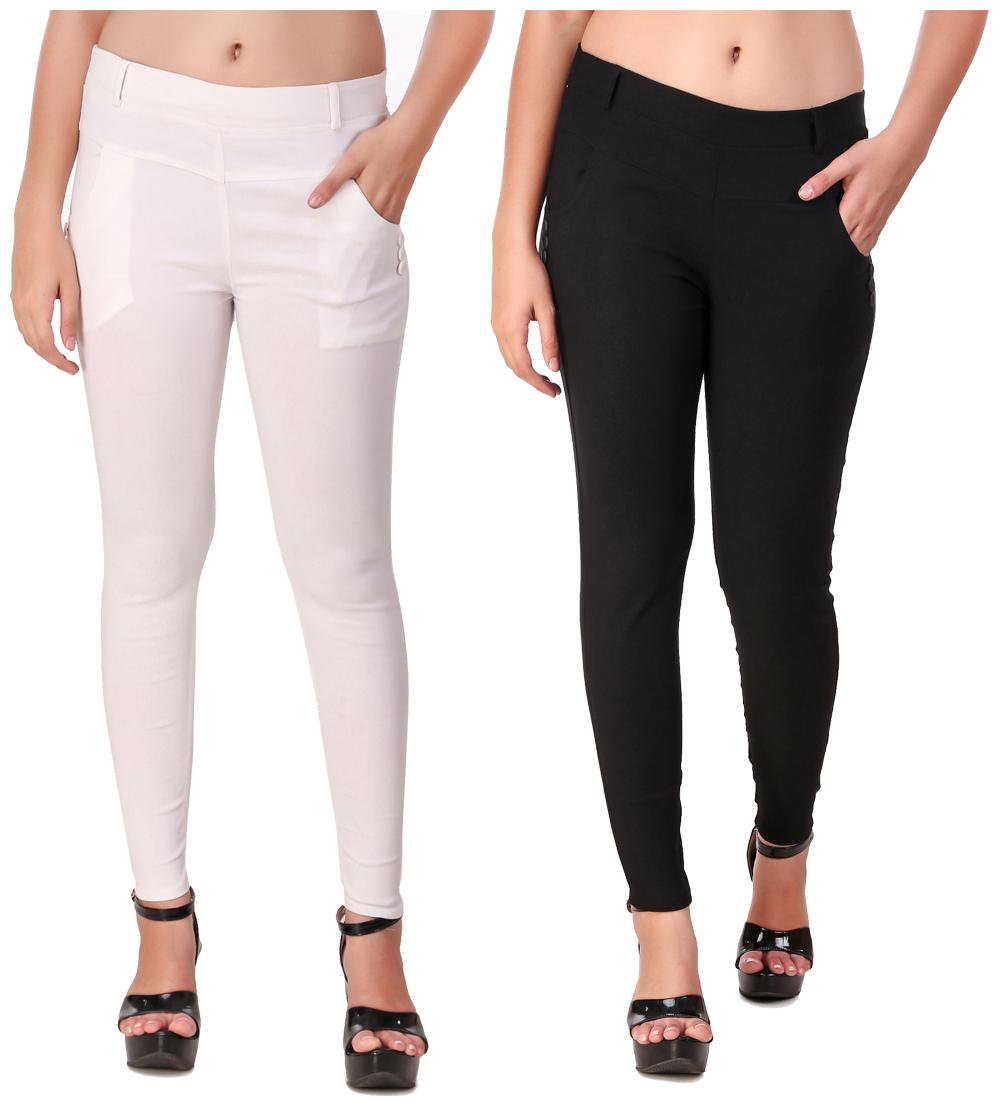 

Krishty Trading Women White Black Skinny fit Jegging