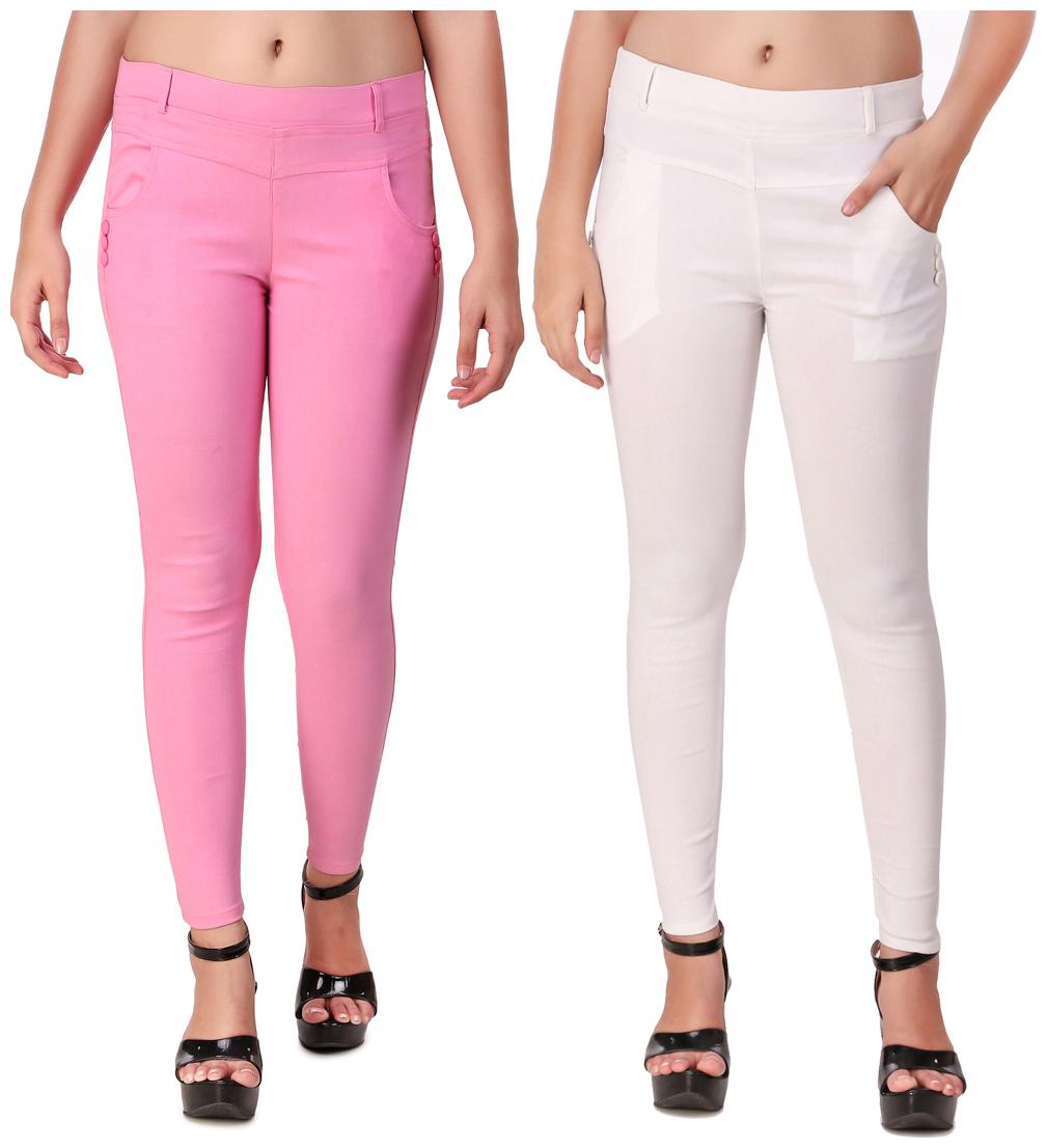 

Krishty Trading Women Pink White Skinny fit Jegging