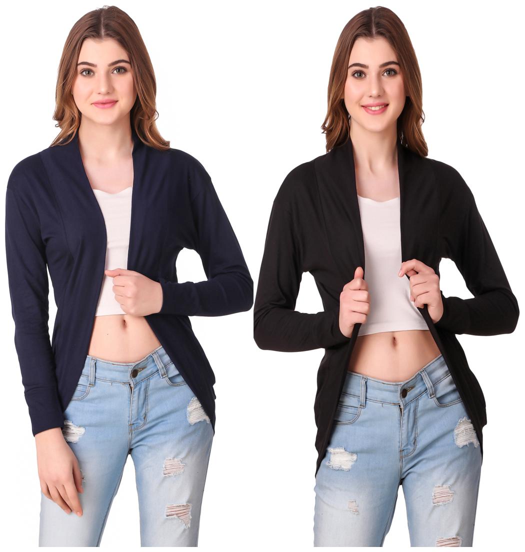 

Krishty Trading Casual Wear Shrug for women Navy Blue Black